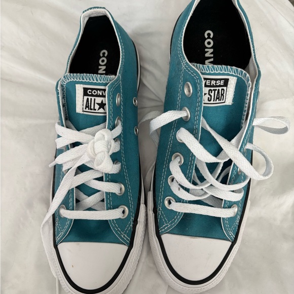 Converse Shoes - Converse Teal Low Top Canvas Sneakers with White Accents Womens 7.5
